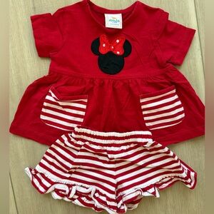 Disney Minnie Mouse Ruffle Short Set, Red Stripe